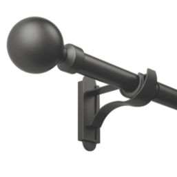 Rothley Matt Black Extendable Curtain Pole w/ Orb Finials 28mm x 125-216cm