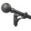 Rothley Matt Black Extendable Curtain Pole w/ Orb Finials 28mm x 125-216cm