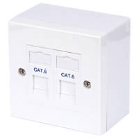 Philex Cat 6 2 Port Double RJ45 Ethernet Socket White
