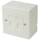 Philex Cat 6 2 Port Double RJ45 Ethernet Socket White