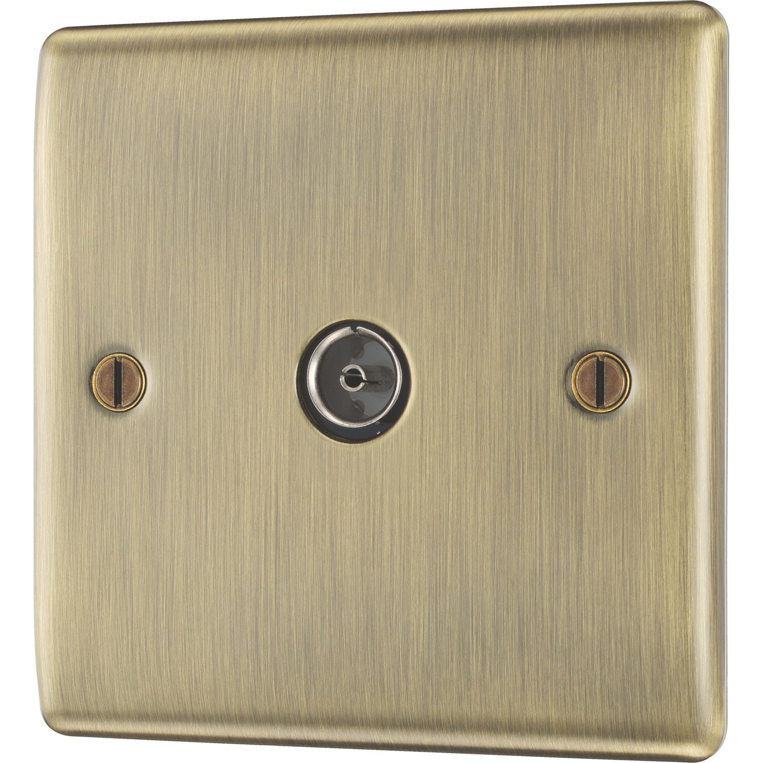British General Nexus Metal 1-Gang Coaxial TV Socket Antique Brass (96948)