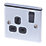 LAP  13A 1-Gang SP Switched Plug Socket Polished Chrome  with Black Inserts