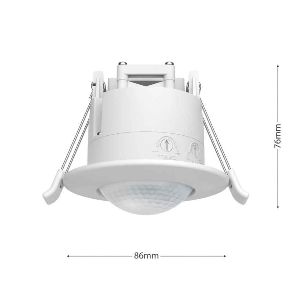 Adjustable PIR Motion Sensor Detector – Outdoor Infrared Motion Light Switch, Ceiling/Wall Mount, IP44 Waterproof, With Adjustable Time & Distance (White)