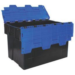Barton 77Ltr 400mm x 600mm x 400mm Black / Blue Container with Attached Lid
