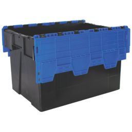 Barton 77Ltr 400mm x 600mm x 400mm Black / Blue Container with Attached Lid