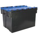 Barton 77Ltr 400mm x 600mm x 400mm Black / Blue Container with Attached Lid
