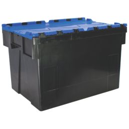 Barton 77Ltr 400mm x 600mm x 400mm Black / Blue Container with Attached Lid