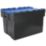 Barton 77Ltr 400mm x 600mm x 400mm Black / Blue Container with Attached Lid