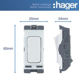 Hager Sollysta WMGSDP2 20A Grid 2-Pole Control Switch White  with White Inserts