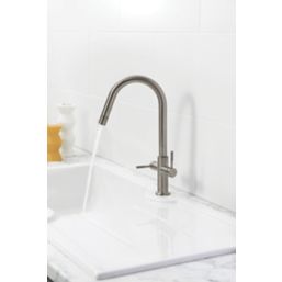 Clearwater Topaz J-Spout Monobloc Mixer Tap Brushed Nickel PVD