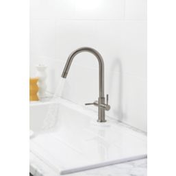 Clearwater Topaz J-Spout Monobloc Mixer Tap Brushed Nickel PVD