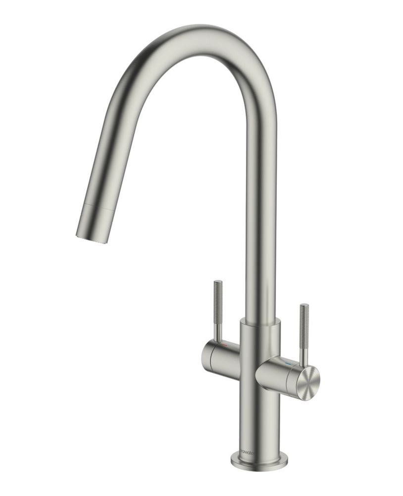 Clearwater Topaz JSpout Monobloc Mixer Tap Brushed Nickel PVD Screwfix