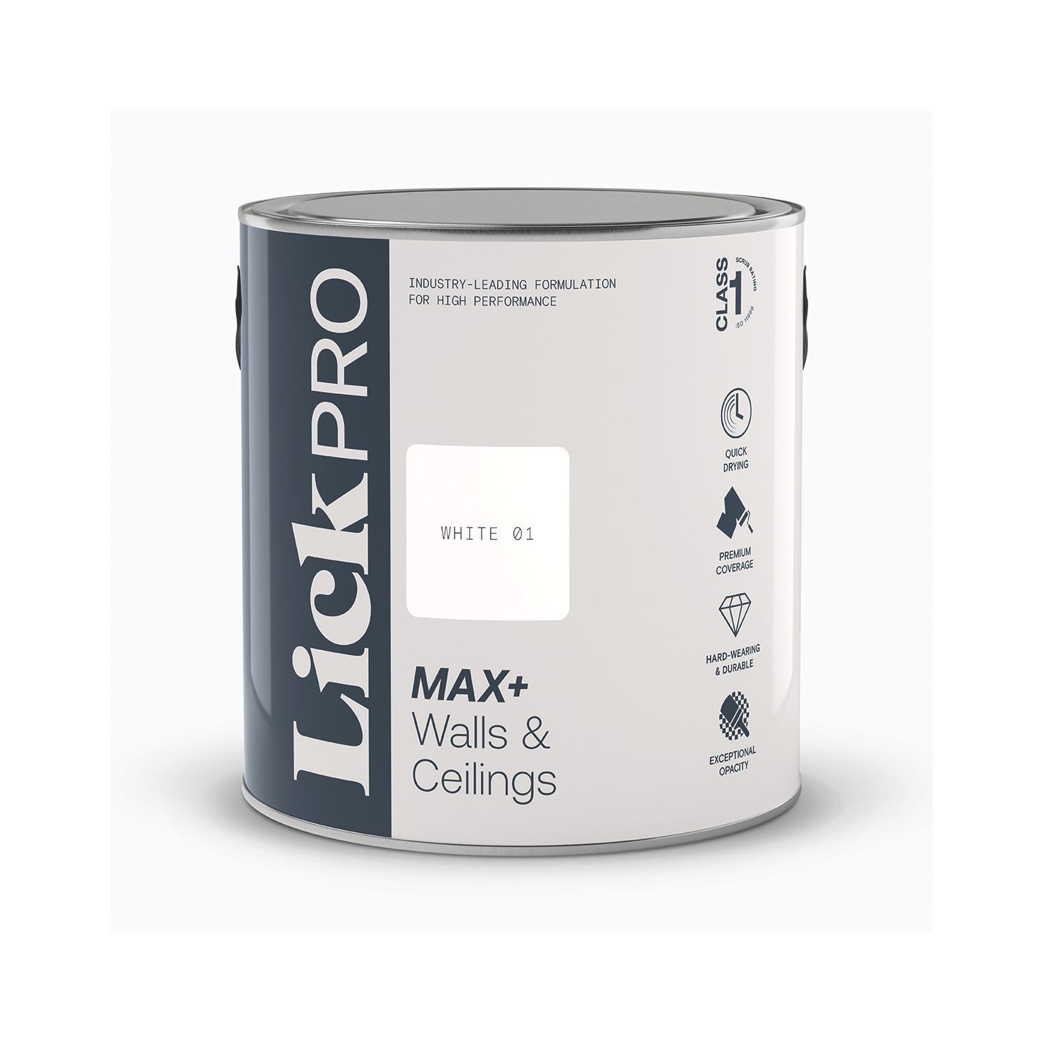 LickPro Max+ 2.5Ltr White 01 Matt Emulsion Paint (969JX)