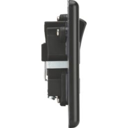 Knightsbridge  13A 1-Gang DP Switched Socket Matt Black  with Black Inserts