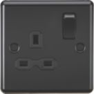 Knightsbridge  13A 1-Gang DP Switched Socket Matt Black  with Black Inserts