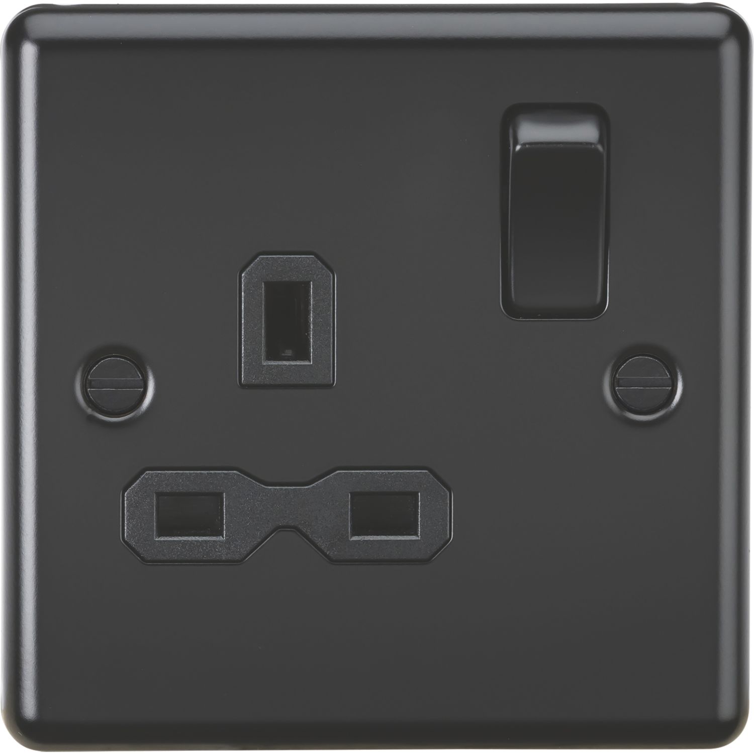 Knightsbridge 13A 1-Gang DP Switched Socket Matt Black with Black Inserts (969PX)