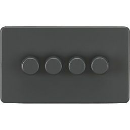 Knightsbridge  4-Gang 2-Way LED Intelligent Dimmer Switch  Anthracite