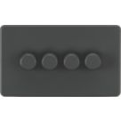 Knightsbridge  4-Gang 2-Way LED Intelligent Dimmer Switch  Anthracite