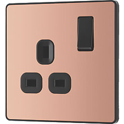British General Evolve 13A 1-Gang SP Switched Socket Copper  with Black Inserts