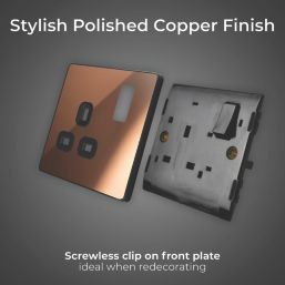 British General Evolve 13A 1-Gang SP Switched Socket Copper  with Black Inserts