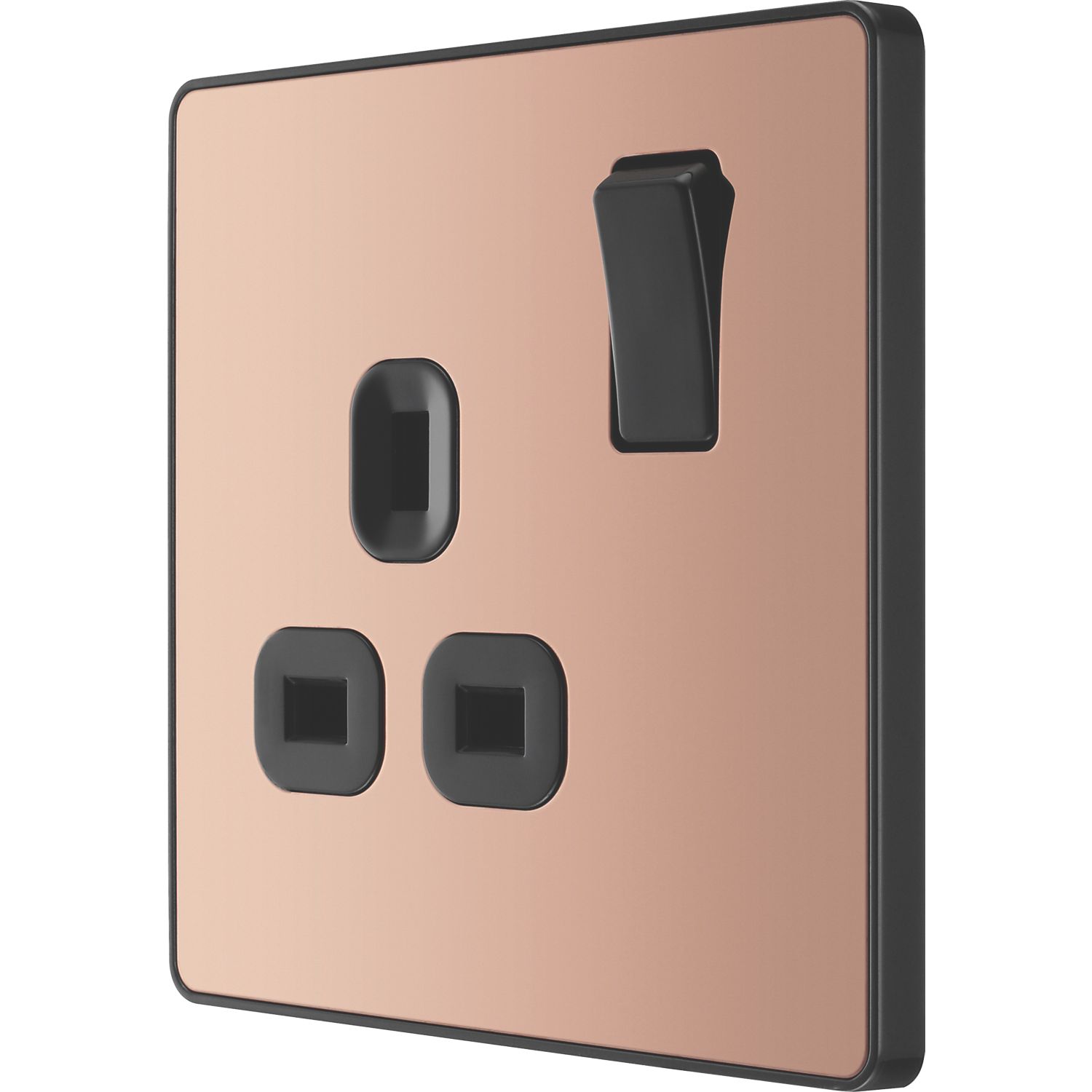 British General Evolve 13A 1-Gang SP Switched Socket Copper with Black Inserts (969RF)