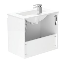 Newland  Double Door Wall-Mounted Vanity Unit with Basin Gloss White 600mm x 370mm x 540mm