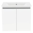Newland  Double Door Wall-Mounted Vanity Unit with Basin Gloss White 600mm x 370mm x 540mm