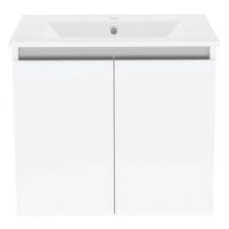 Newland  Double Door Wall-Mounted Vanity Unit with Basin Gloss White 600mm x 370mm x 540mm