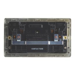 Contactum Lyric 13A 2-Gang DP Switched Socket + 4.8A 24W 2-Outlet Type A & C USB Charger Brushed Brass with Black Inserts