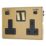 Contactum Lyric 13A 2-Gang DP Switched Socket + 4.8A 24W 2-Outlet Type A & C USB Charger Brushed Brass with Black Inserts