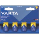 Varta Longlife Power   9V Alkaline Batteries 4 Pack