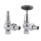 Arroll UK-20 15mm x 1/2" Chrome Angled & L/S Traditional Manual Radiator Valve & Lockshield