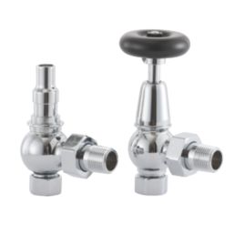 Arroll UK-20 15mm x 1/2" Chrome Angled & L/S Traditional Manual Radiator Valve & Lockshield