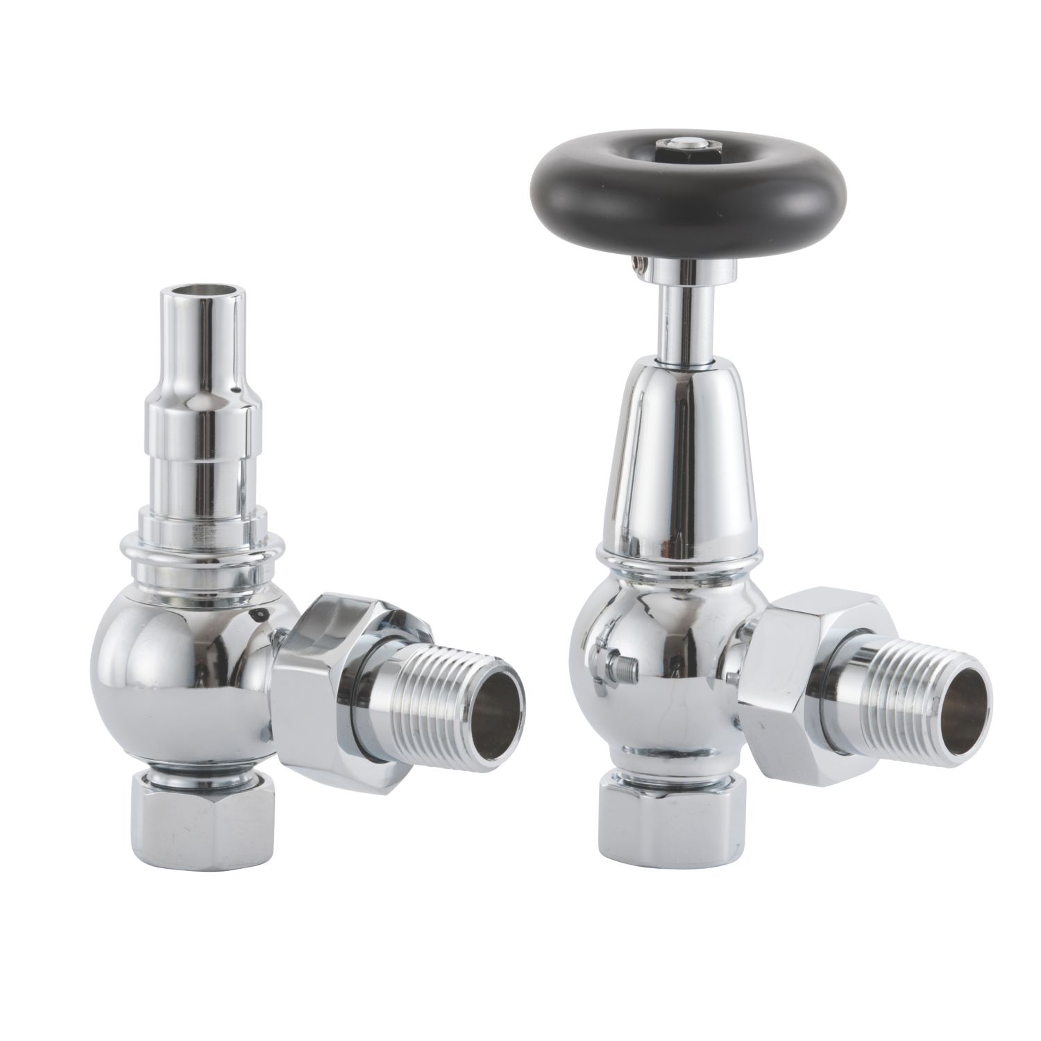 Arroll UK-20 15mm x 1/2" Chrome Angled & L/S Traditional Manual Radiator Valve & Lockshield (9702G)