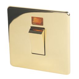 Crabtree Platinum 45A 1-Gang DP Cooker Switch Polished Brass with Neon
