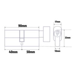 Cisa 2 Star 10-Pin Astral S Series 10-Pin Euro Cylinder & Thumbturn 40-50 (90mm) Nickel-Plated