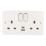 Hager Sollysta WMSS82-USBAC 13A 2-Gang 2P+E Switched Socket + 3.1A 15.5W 2-Outlet Type A & C USB Charger White