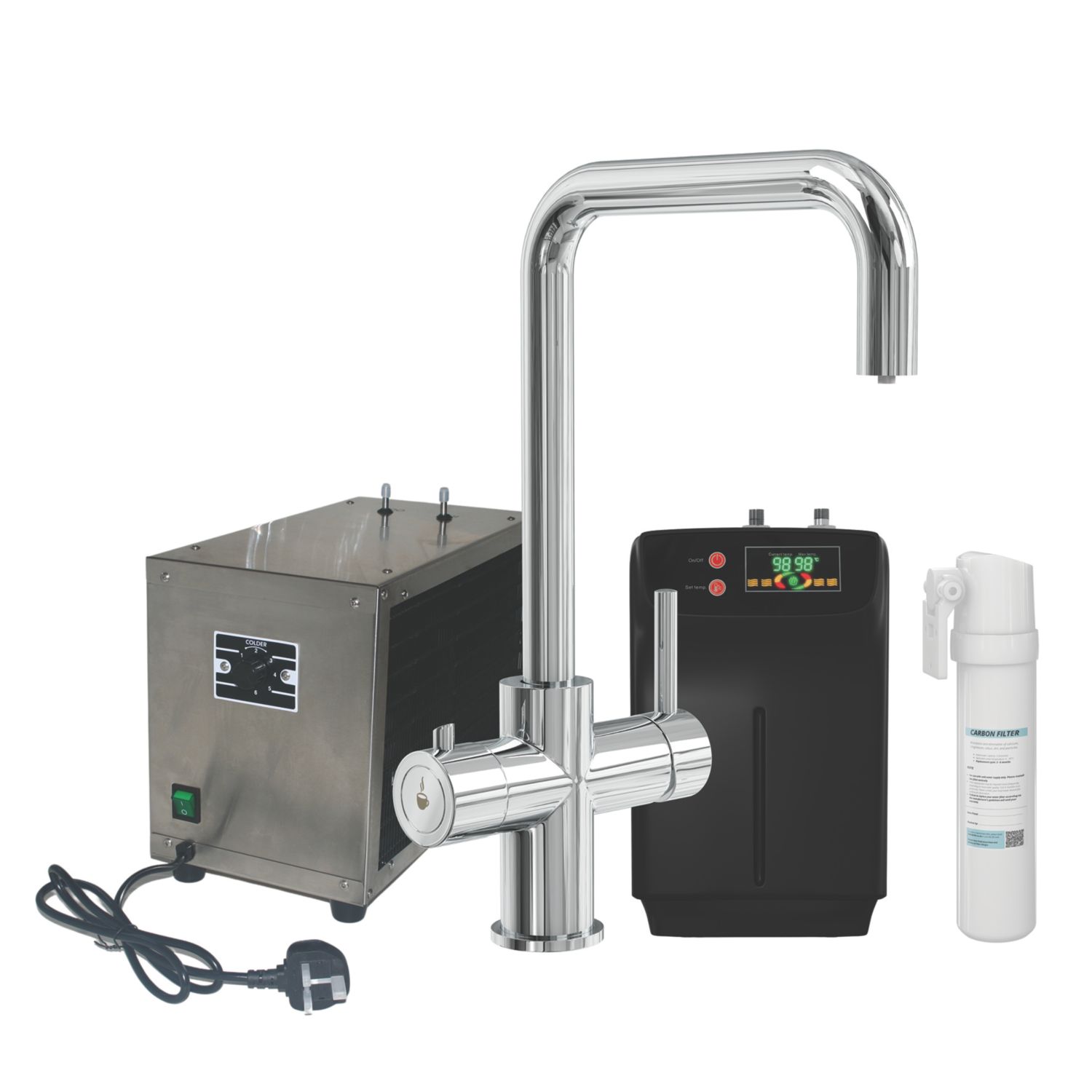 ETAL Elise 4-in-1 Instant Boiling Water Tap with Chiller Unit Chrome (970AX)