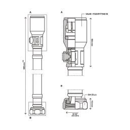 Flomasta Push-Fit Straight Flexible Hose with Isolating Valve 15mm x 1/2" x 300mm