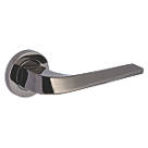 Smith & Locke Formby Fire Rated Lever on Rose Door Handles Pair Black Nickel