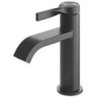 Refurb Swirl Ayre Matt Black 165mm Standard Lever Mono Basin Mixer Tap  With Clicker Waste