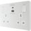 British General Evolve 13A 2-Gang SP Switched Socket + 3A 30W 2-Outlet Type A & C USB Charger Pearlescent White with White Inserts