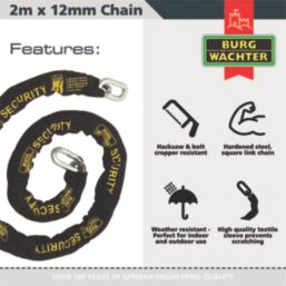 Burg-Wachter Hardened Steel Heavy Duty Chain 2m x 12mm