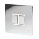 LAP  10AX 2-Gang 2-Way Light Switch  Polished Chrome with White Inserts