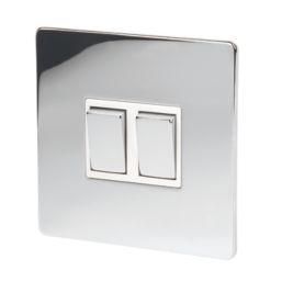 LAP  10AX 2-Gang 2-Way Light Switch  Polished Chrome with White Inserts