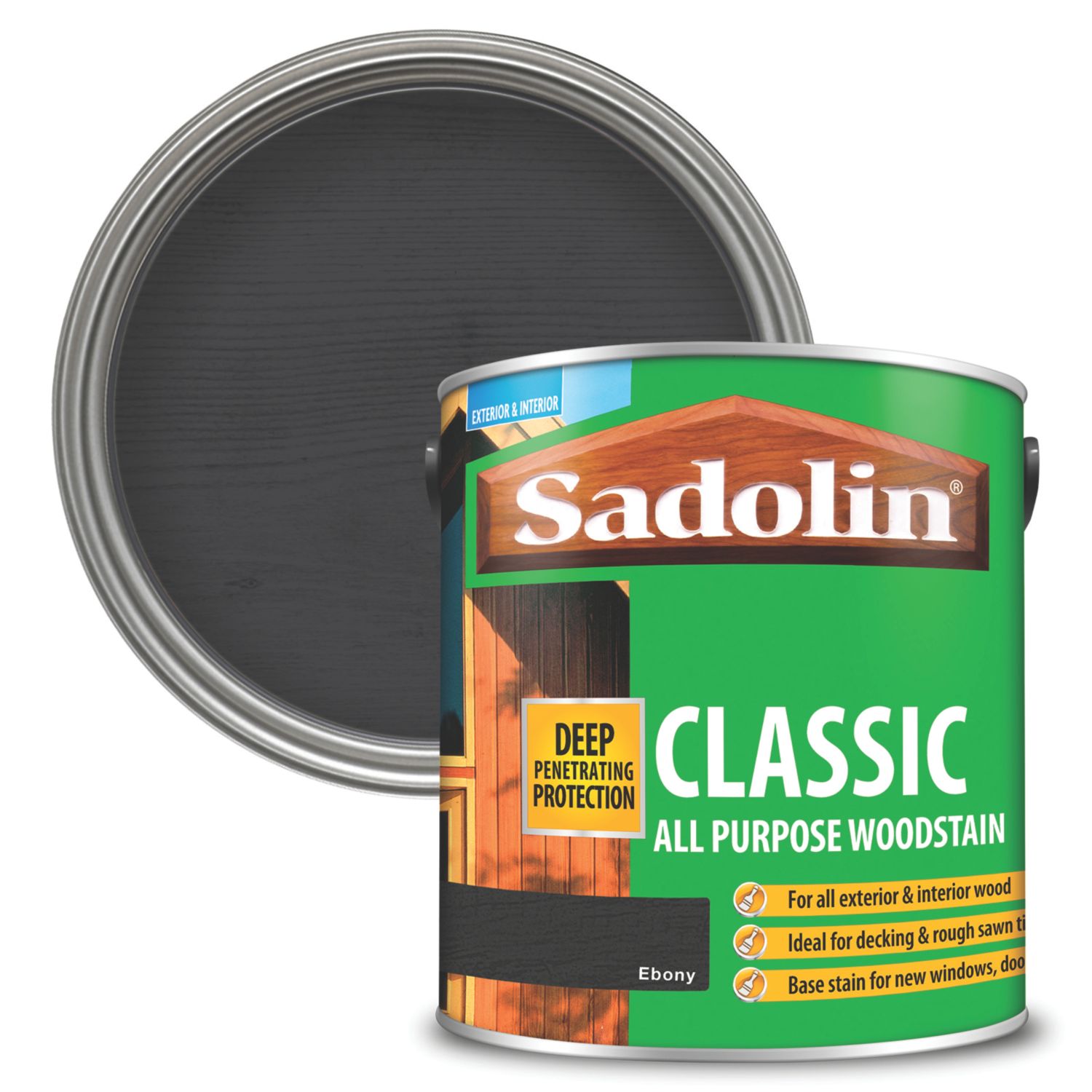 Sadolin 2.5Ltr Ebony Matt Solvent-Based Interior & Exterior Wood Stain (9715R)