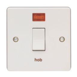 Crabtree Capital 20A 1-Gang DP Hob Switch White with Neon