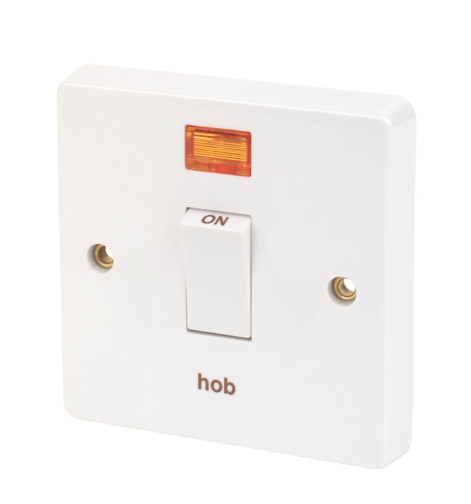 Crabtree Capital 20A 1-Gang DP Hob Switch White with Neon