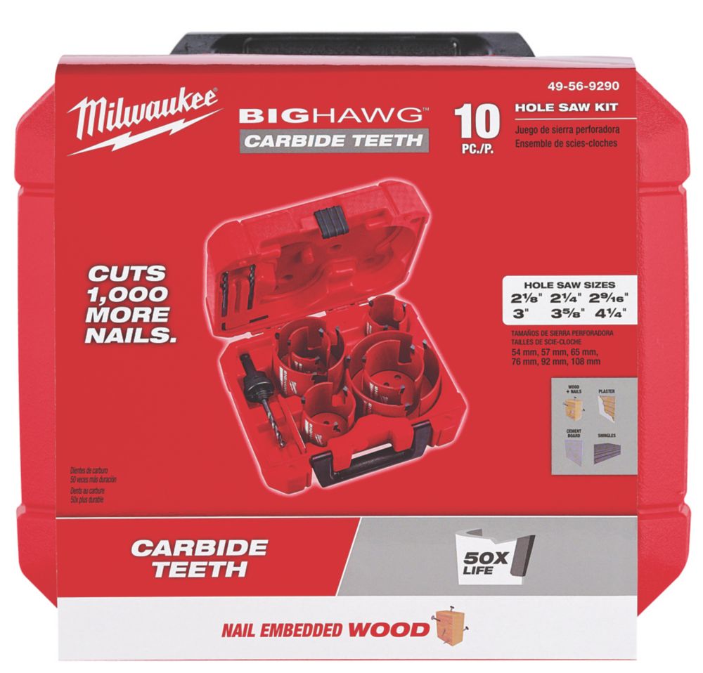 Milwaukee BIG HAWG 10 Saw Multi Material Holesaw Set Screwfix