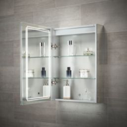 Sensio Harlow 1-Door Dual Lit Illuminated Cabinet With 4230lm LED Light Silver Effect 500mm x 140mm x 700mm